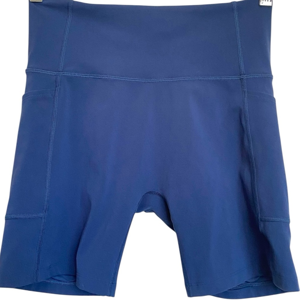 Lorna Jane Uniquely Navy Blue Bike No Ride Legging Short Shorts Side Pockets